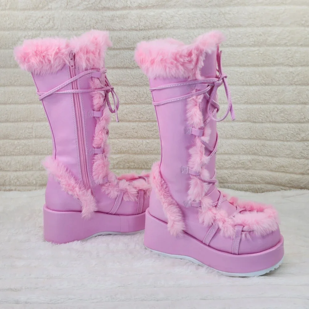 NIB DEMONIA Cubby 311 Stomper Baby Pink Platform Pastel Goth Punk Knee Boots NY - Picture 7 of 9